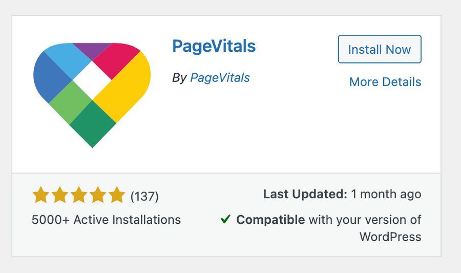 PageVitals Wordpress Plugin