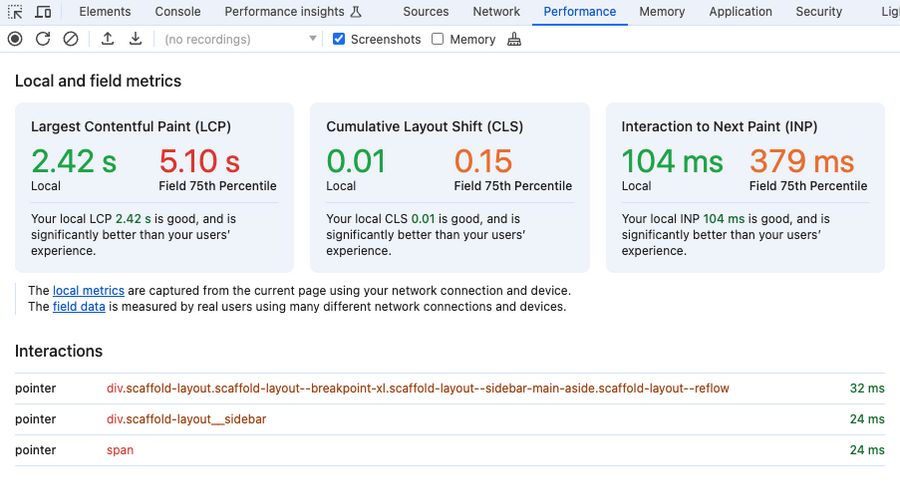 Chrome 129 Update - Core Web Vitals in the DevTools