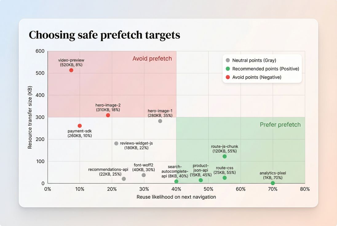 Scatter plot of prefetch candidates by expected reuse and size