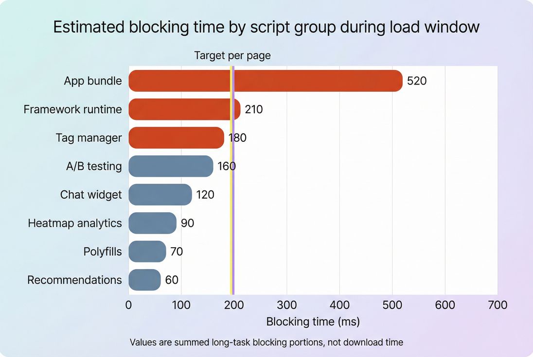 Horizontal bar chart ranking scripts by estimated blocking time contribution
