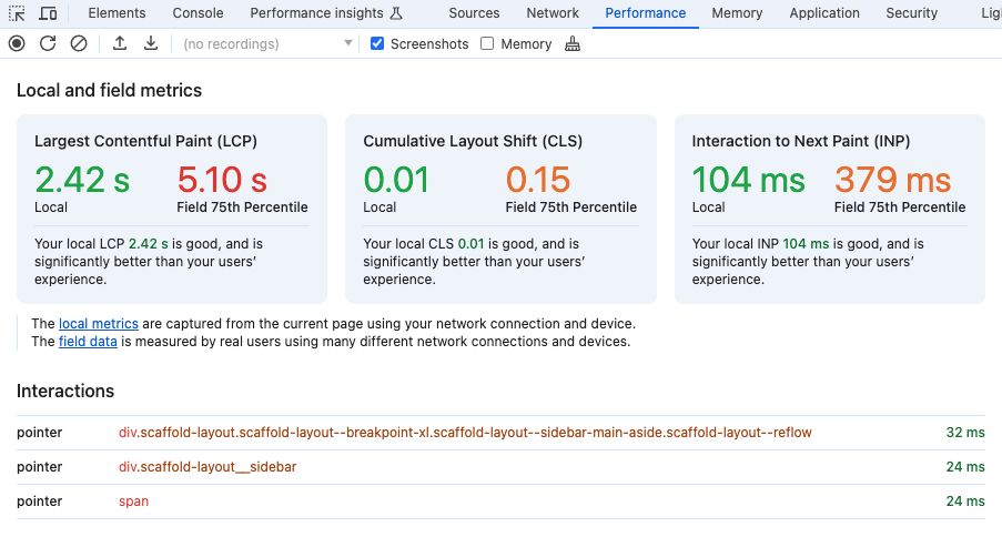 Chrome 129 Update - Core Web Vitals in the DevTools