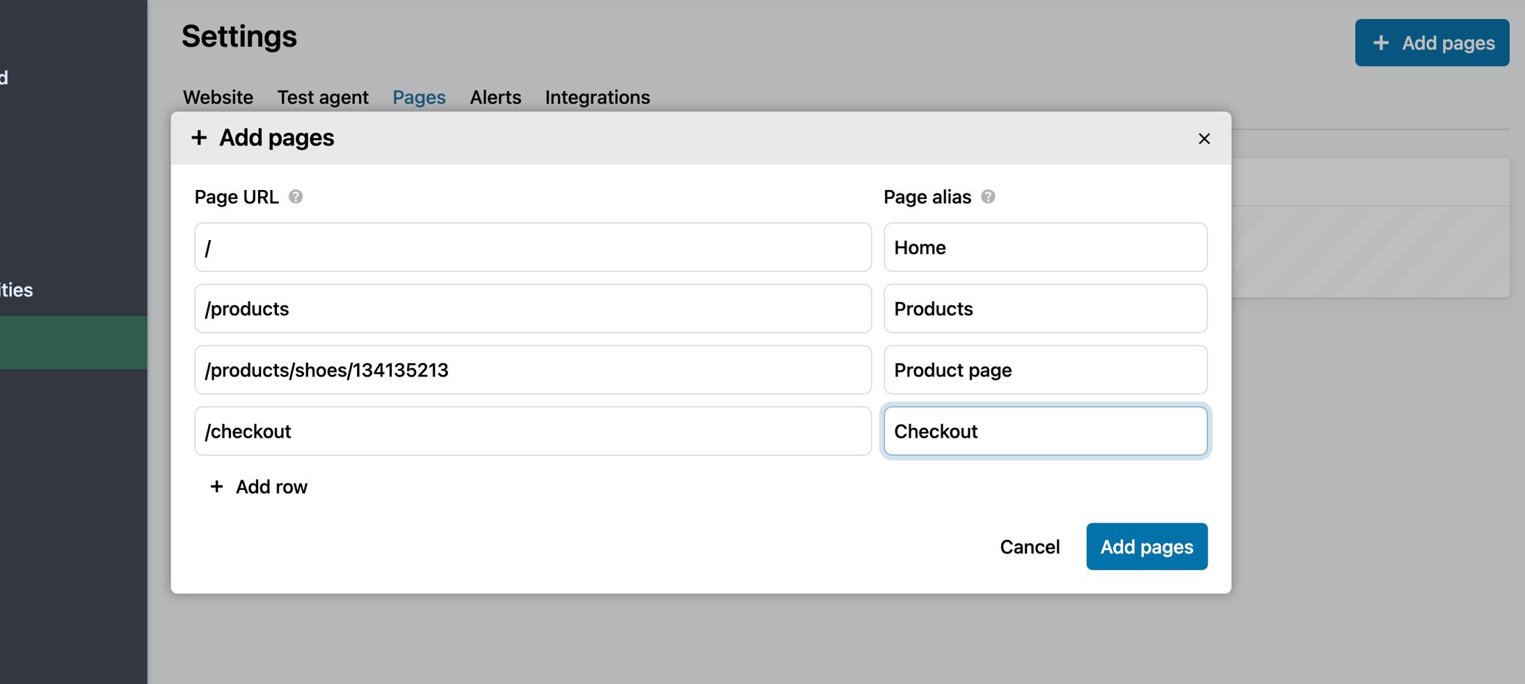 Adding your pages | PageVitals