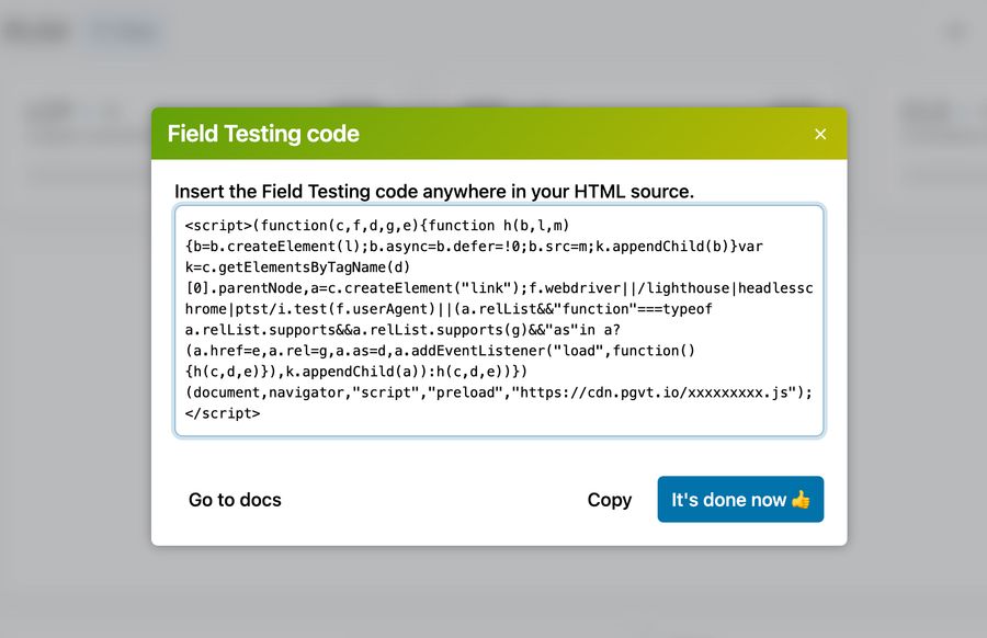 PageVitals Field Testing script