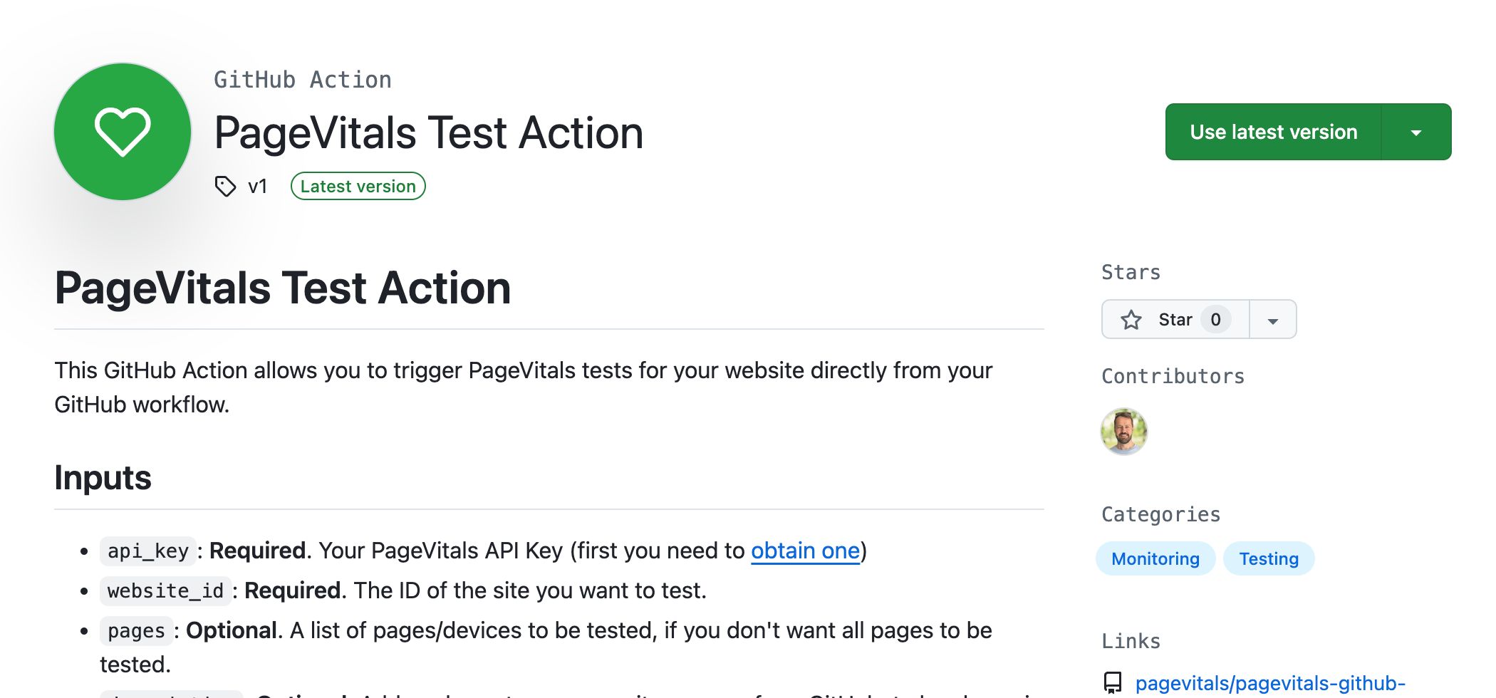 PageVitals GitHub Action | PageVitals