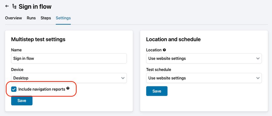 Multistep enable navigation reports