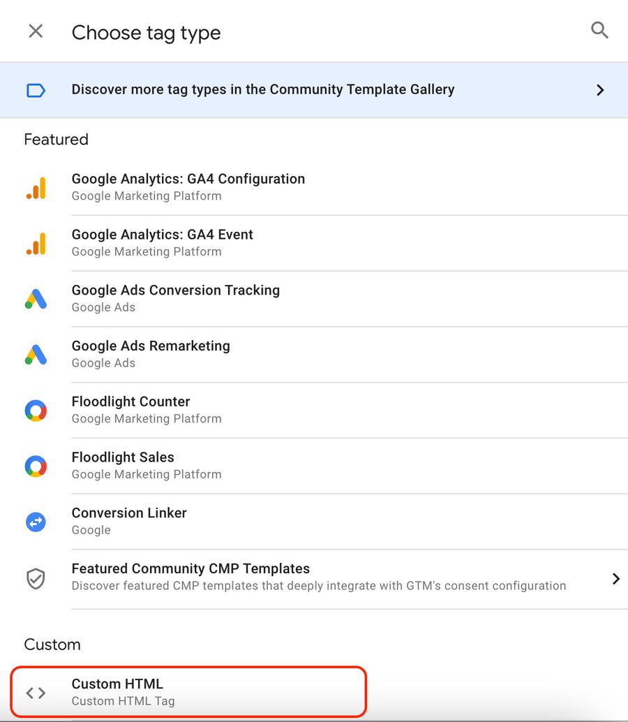 Google Tag Manager - custom HTML